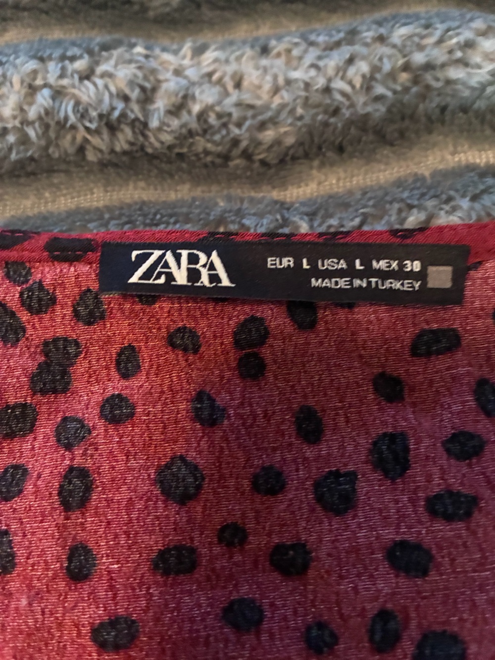 Zara Red Blouse with Black Spot Print